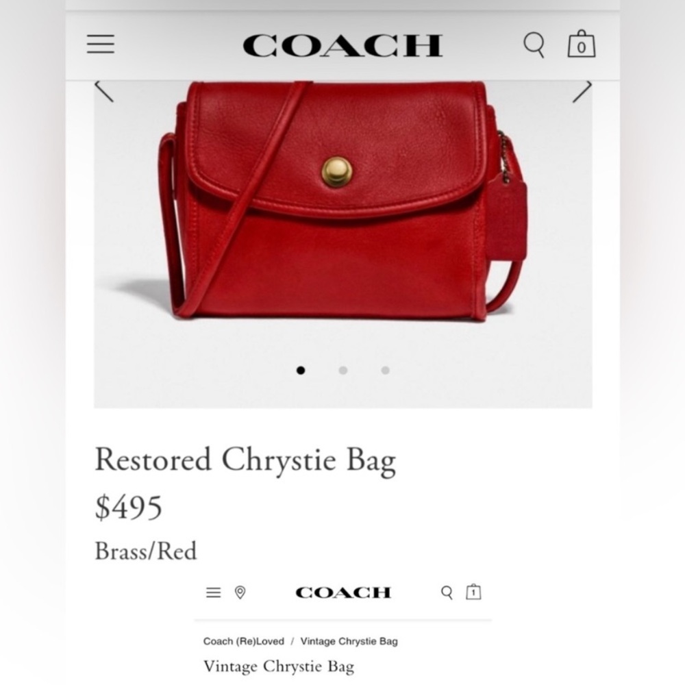 Red Leather Vintage Coach Chrystie Crossbody
